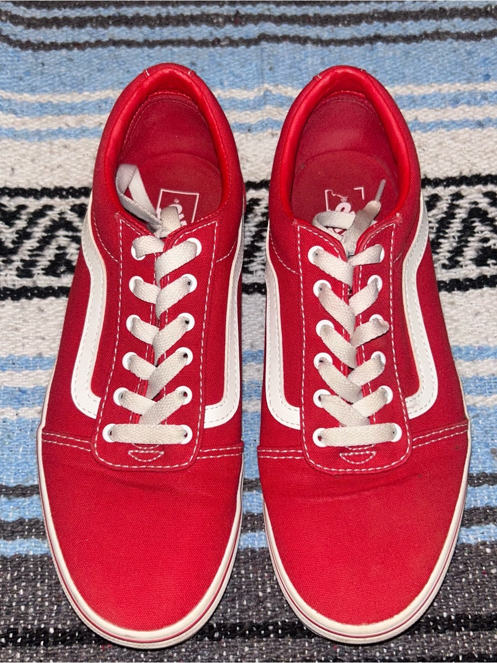 Vans Red Canvas Low-Top Sneakers with White Accent